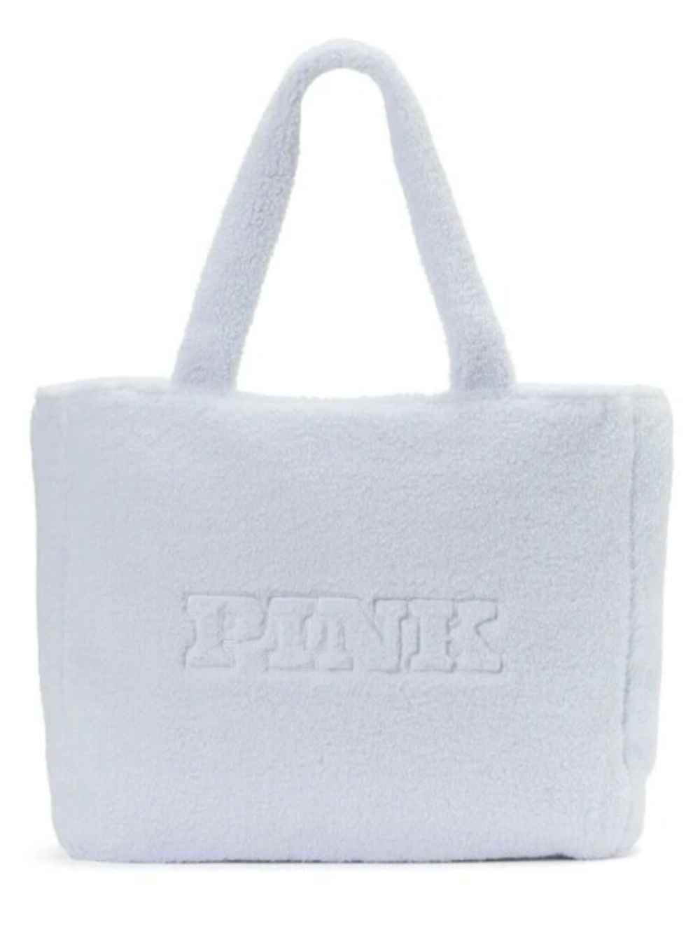 NWT Victoria’s Secret PINK Blue Sherpa Fleece Logo Weekender Tote Bag